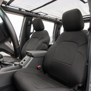 Body Armor Seat Cover, Bucket Seat with Adjustable Headrests, Neoprene, Black, Set of 2 – 91010