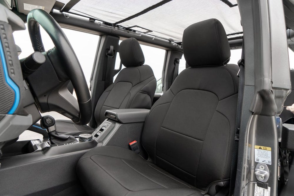 Body Armor Seat Cover, Bucket Seat with Adjustable Headrests, Neoprene, Black, Set of 2 – 91010