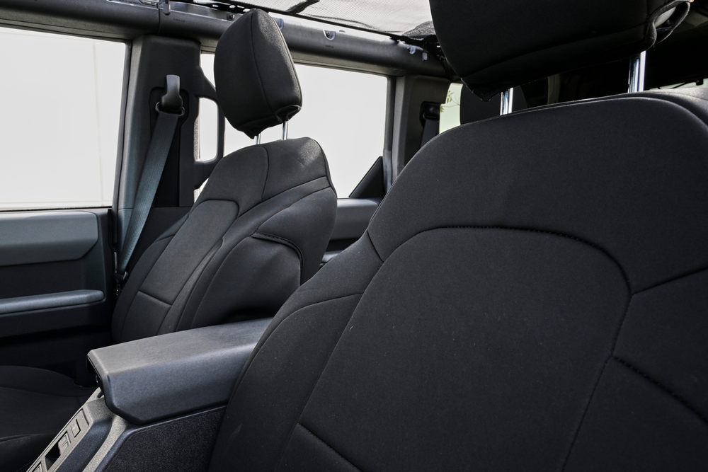Body Armor Seat Cover, Bucket Seat with Adjustable Headrests, Neoprene, Black, Set of 2 – 91010