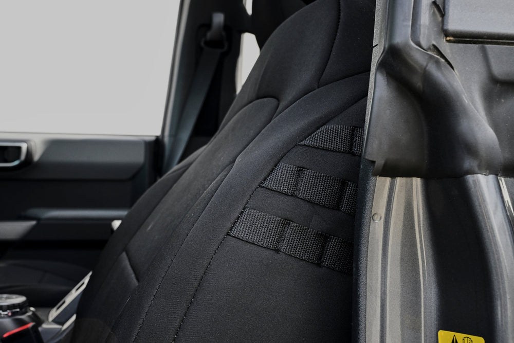 Body Armor Seat Cover, Bucket Seat with Adjustable Headrests, Neoprene, Black, Set of 2 – 91010