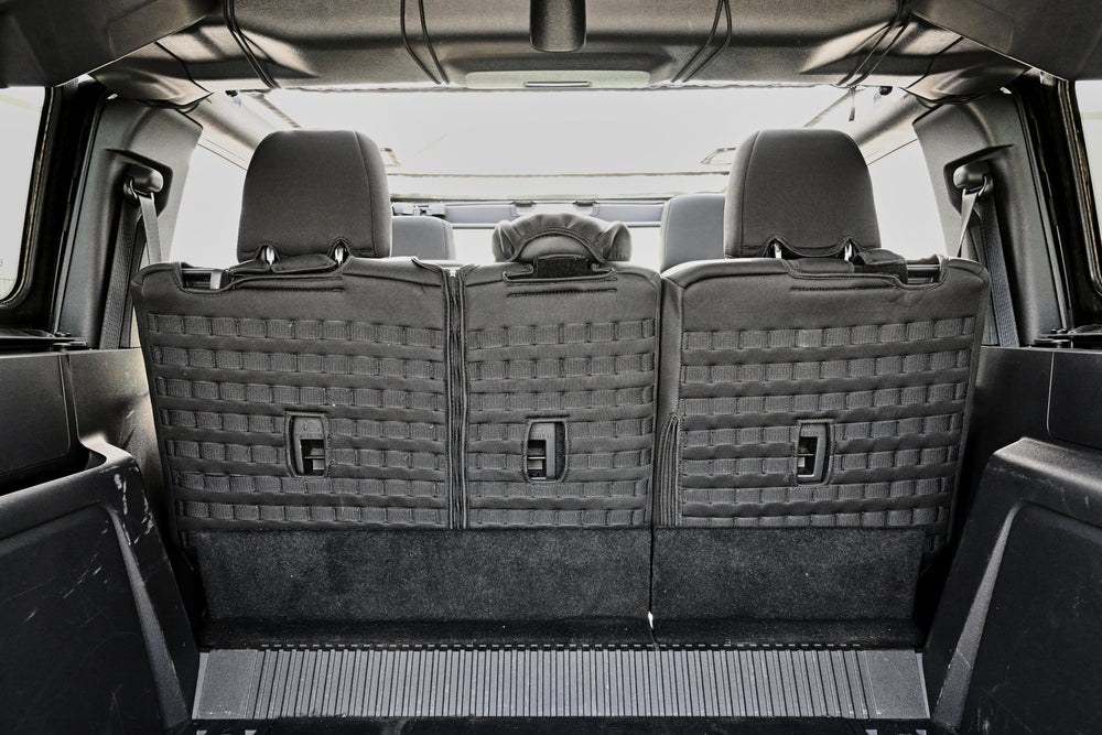 Body Armor Seat Cover, 60 Driver/ 40 Passenger Split Seat with Adjustable Headrests, Neoprene, Black, For One Row – 91011