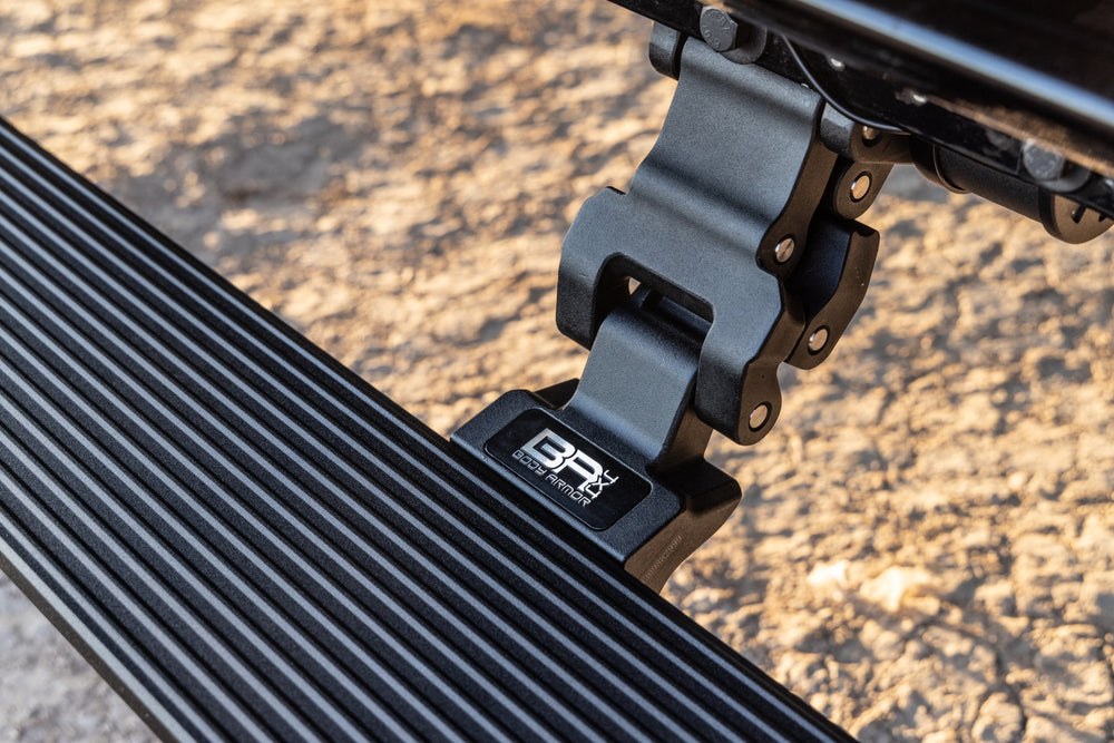 Body Armor Running Board, E-Power, Powder Coated, Black, Aluminum, With LED Light System, Frame Body Mount Bolts, With Wiring Kit – FB-4500