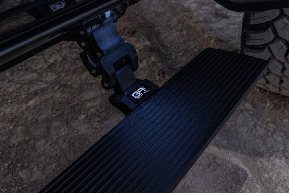 Body Armor Running Board, E-Power, Powder Coated, Black, Aluminum, With LED Light System, Frame Body Mount Bolts, With Wiring Kit – FB-4500