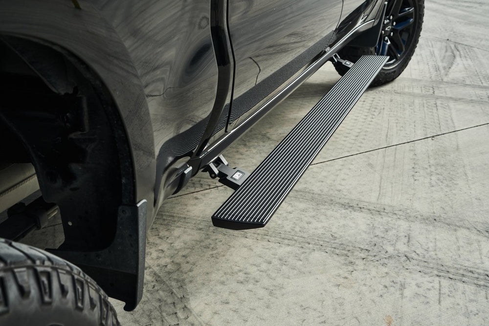Body Armor Running Board, E-Power, Powder Coated, Black, Aluminum, With LED Light System, Frame Body Mount Bolts, With Wiring Kit – FD-4500