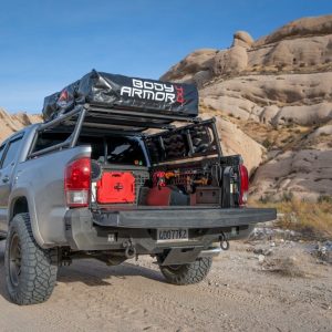 Body Armor Bed Cargo Rack, Over Wheel Well Mount, Bolt on, Black, Steel, Without Tool Box Mounting Kit, Non-Adjustable – TC-7125