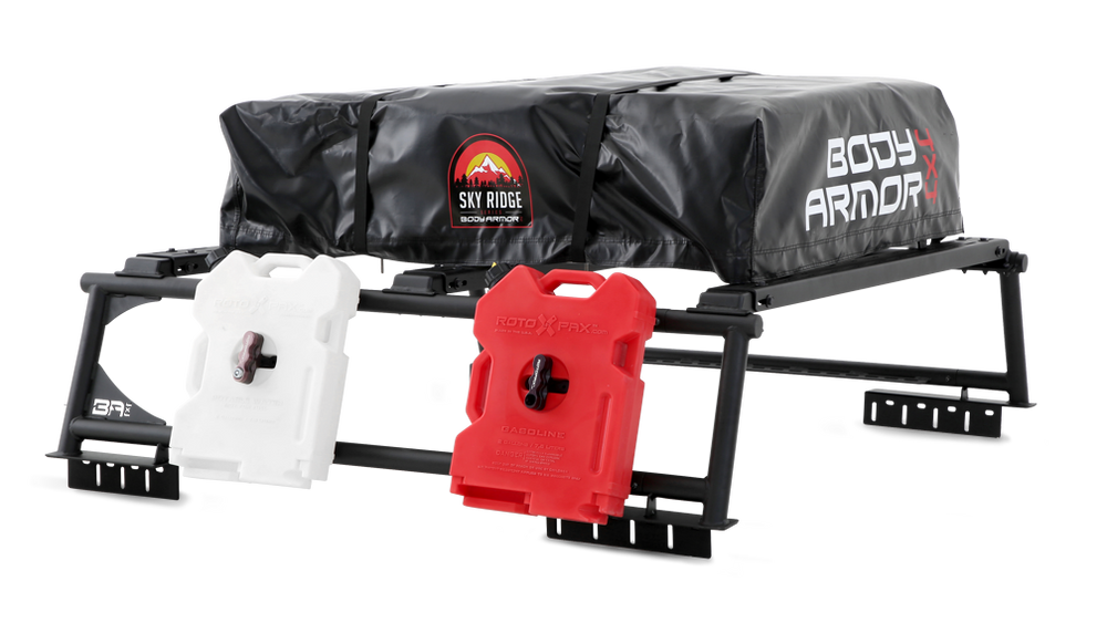 Body Armor Bed Cargo Rack, Overlander®, Bolt on Use Existing Bed Rails, Black, Steel, Without Tool Box Mount Kit, Non-Adjustable Rack – TK-6126