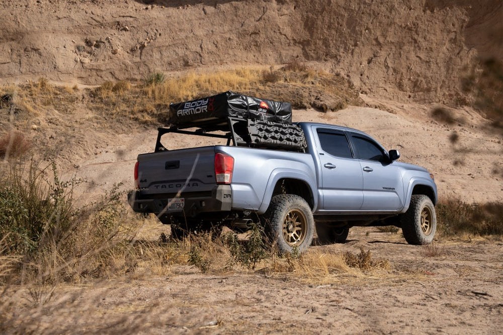 Body Armor Bed Cargo Rack, Overlander®, Bolt on Use Existing Bed Rails, Black, Steel, Without Tool Box Mount Kit, Non-Adjustable Rack – TK-6126