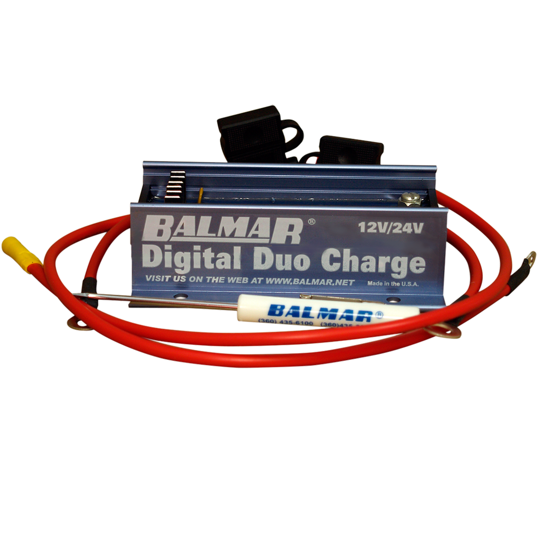 Balmar Battery Charge Equalizer, Digital Duo Charge, 12/24 Volt, with Wires. for Charging Two Batteries from One Alternator. – DDC-12/24
