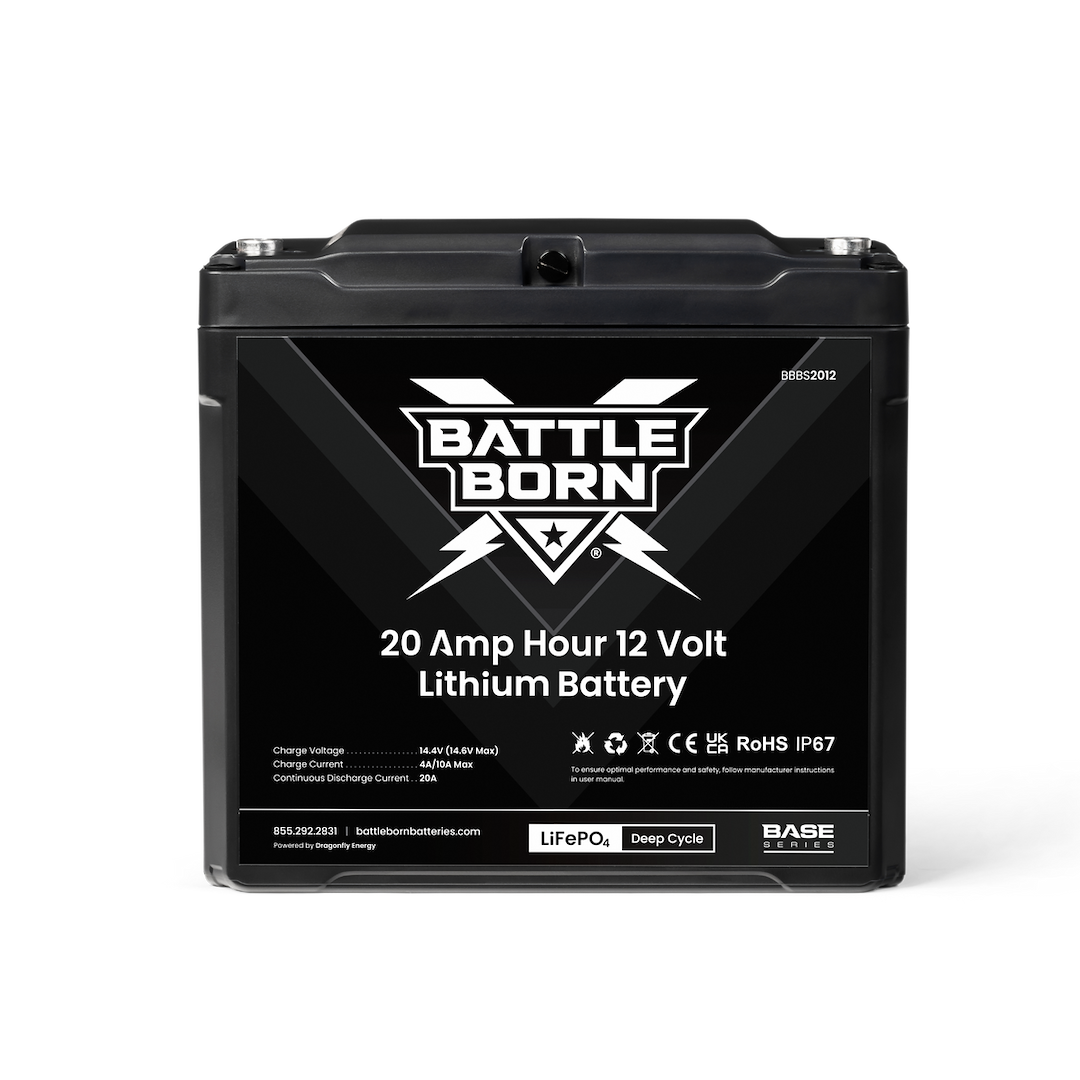 Battle Born Battery, Base Series, 12 Volt, M6 Threaded Bolt Top Terminals, Lithium Iron Phosphate Style (LiFePO4), Deep Cycle Battery – BBBS2012