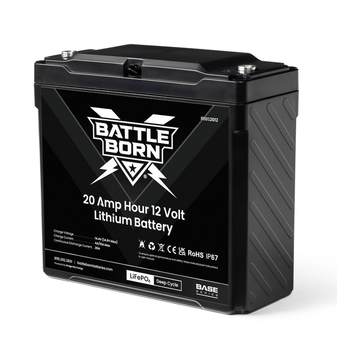 Battle Born Battery, Base Series, 12 Volt, M6 Threaded Bolt Top Terminals, Lithium Iron Phosphate Style (LiFePO4), Deep Cycle Battery – BBBS2012
