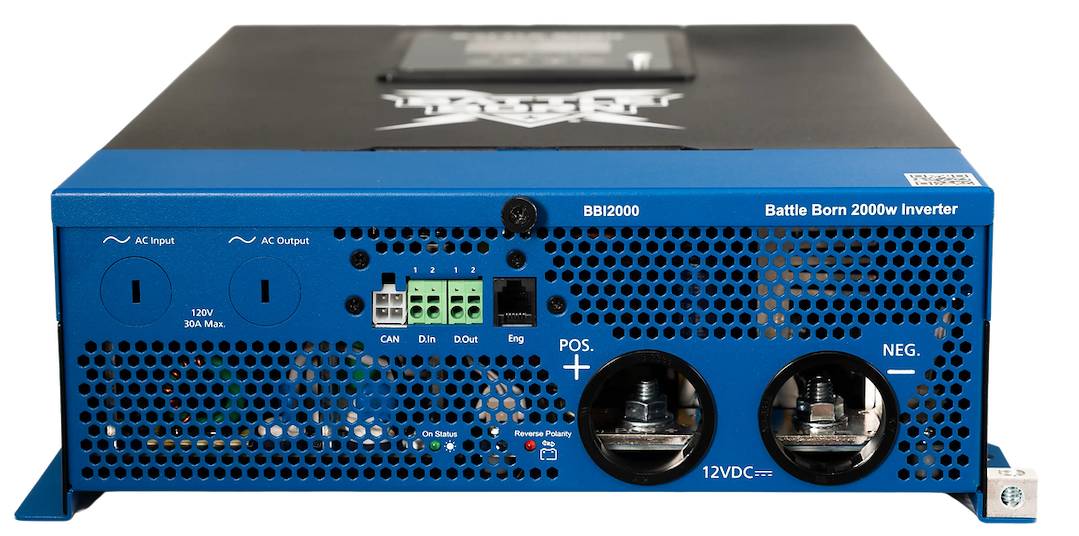 Battle Born Power Inverter, Inverts 12 Volt DC to 120 Volt AC, 2000 Continuous/4000 Peak Watts, 16.7 Ampere Continuous Output – BBI2000