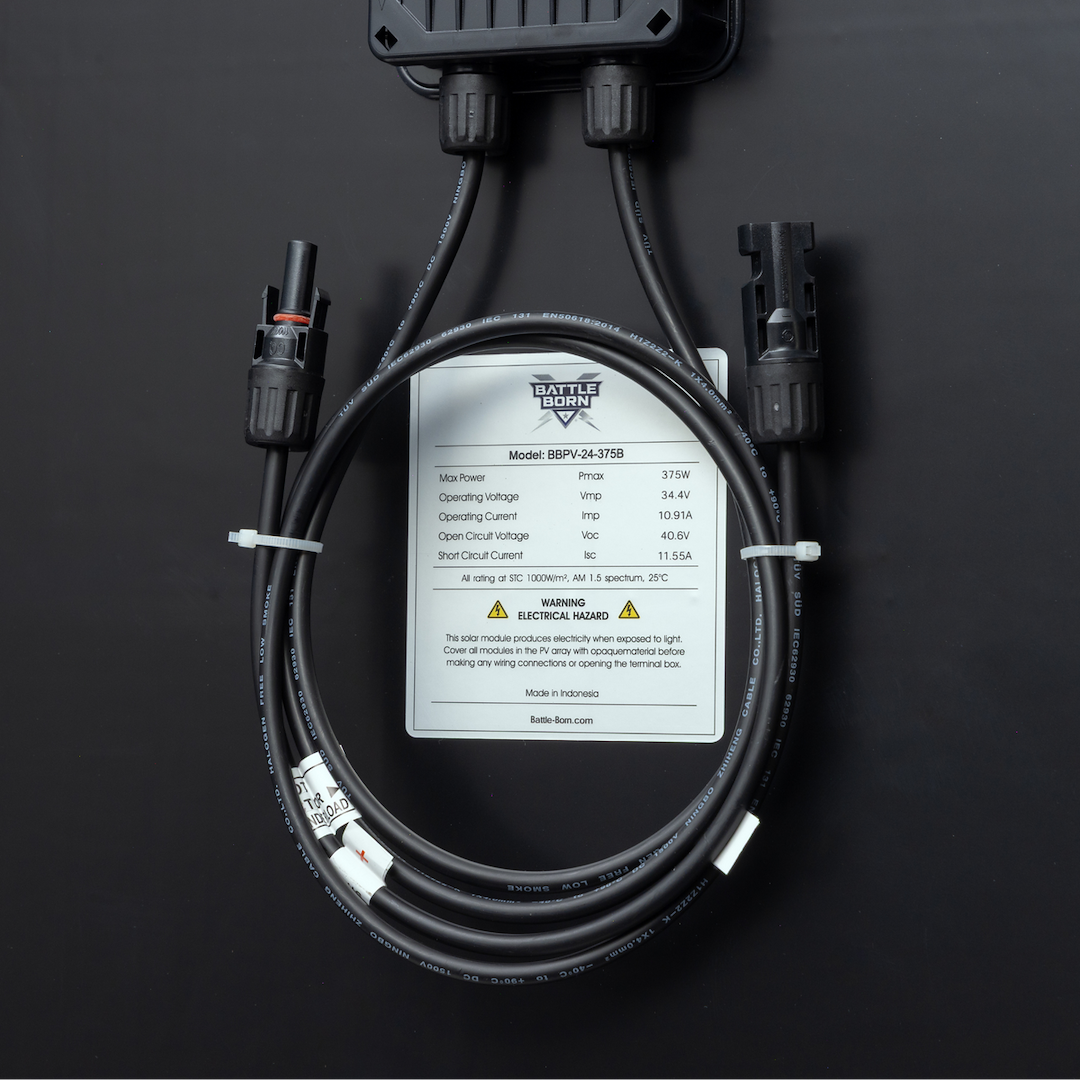 Battle Born Solar Panel, Blackout Edition, Monocrystalline Silicon Solar Cell, 375 Watt/ 10.91 Amp Charging Current – BBPV-24-375B