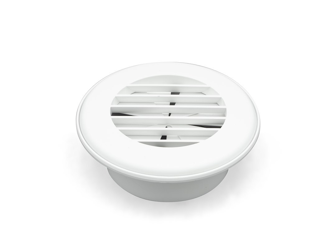 B&b Molders Heating/ Cooling Register, Thermovent Heat Vent, Ceiling Mount, Fits 4 Inch Flexible Ducts, Round – 94267