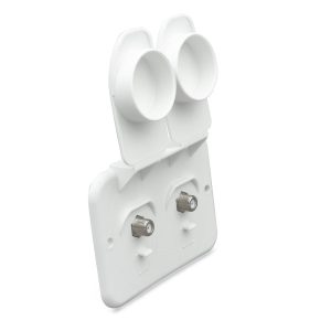 B&b Molders TV Cable Entry Plate, Dual Cables, 2.5 Inch Diameter Cutout Dimension, 3 Inch Height X 4 Inch Width Outside Dimension, Polar White – 94323