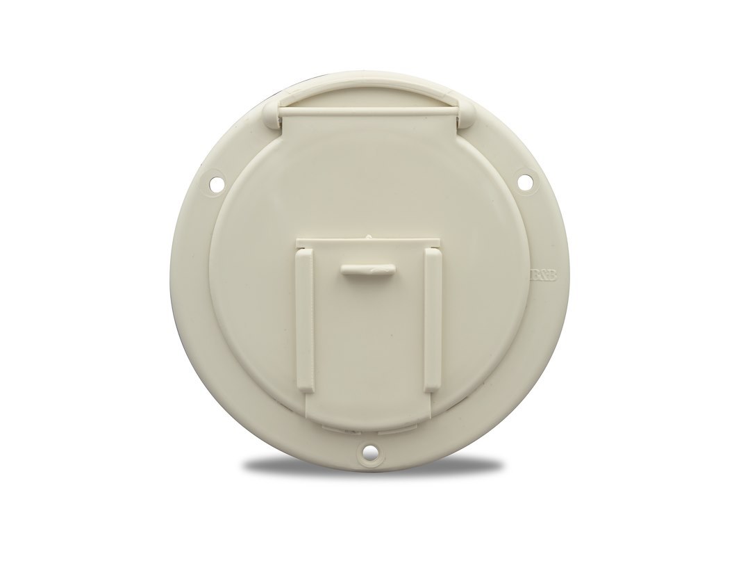 B&b Molders Electrical Cord Hatch, For Use with Up to 30 Amp/ 50 Amp Cords, Round, 4-5/8 Inch Diameter X 2-3/8 Inch Depth – 94327