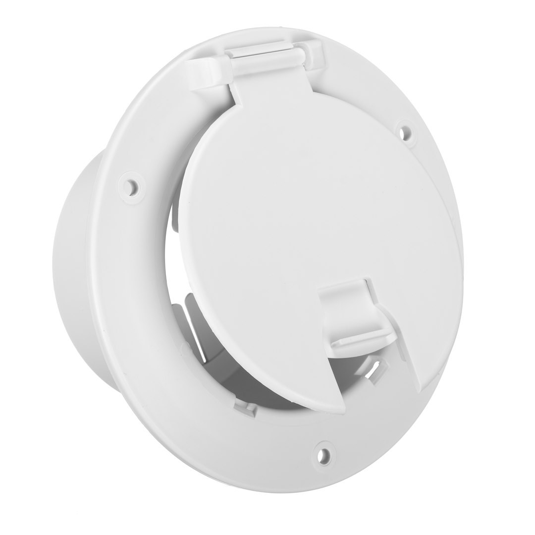 B&b Molders Electrical Cord Hatch, For Use with Up to 30 Amp/ 50 Amp Cords, Round, 5-1/8 Inch Diameter X 2-3/8 Inch Depth – 94329
