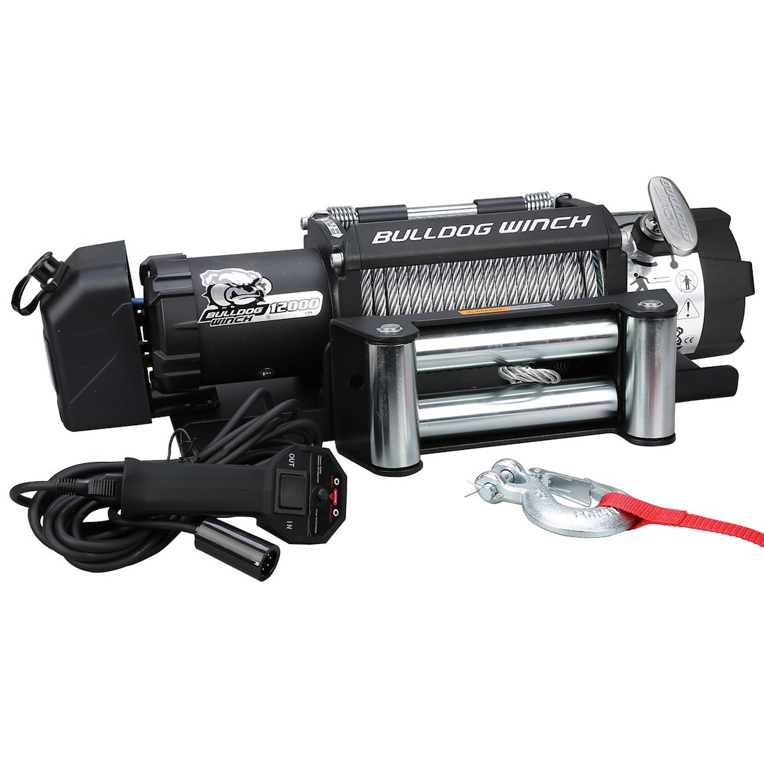 Bulldog Winc Winch, Vehicle Mounted, Trailer Winch, 12000 Pound Line Pull Capacity, 100 Foot Wire Rope, Roller Fairlead – 10039