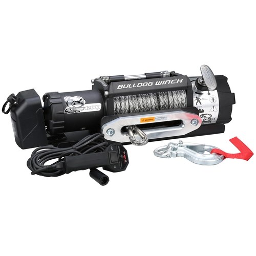 Bulldog Winc Winch, Vehicle Mounted, Trailer Winch, 12000 Pound Line Pull Capacity, 9 Millimeter X 100 Foot Synthetic Rope, Hawse Fairlead – 10040