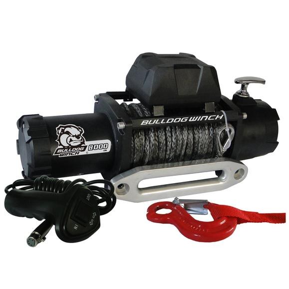 Bulldog Winc Winch, Vehicle Mounted, Trailer Winch, 12 Volt Electric, 5.2 Horse Power, 8000 Pound Line Pull Capacity, 100 Foot Synthetic Rope – 10044