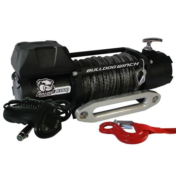 Bulldog Winc Winch, Vehicle Mounted, Trailer Winch, 12 Volt Electric, 5.2 Horse Power, 8000 Pound Line Pull Capacity, 100 Foot Synthetic Rope – 10044