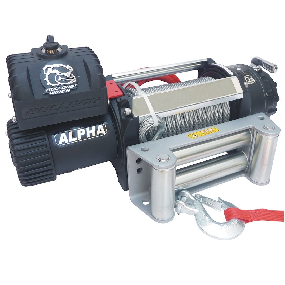 Bulldog Winc Winch, Alpha, Vehicle Mounted, Trailer Winch, 12 Volt Electric, 6.8 Horse Power, 15000 Pound Line Pull Capacity – 10047