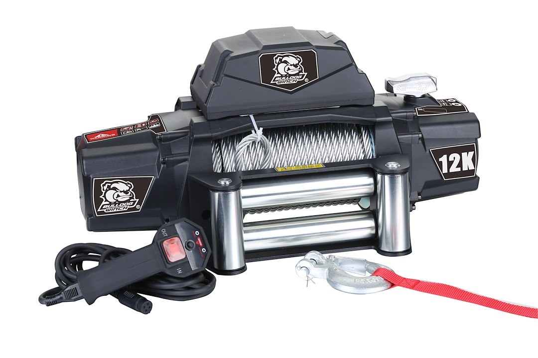 Bulldog Winc Winch, Vehicle Mounted, Trailer Winch, 6 Horse Power Electric, 12000 Pound Line Pull Capacity, 100 Foot Wire Rope – 10067