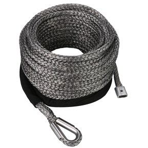 Bulldog Winc Winch Cable, 12300 Pound Capacity, 8 Millimeter Diameter X 50 Foot Length, High Modulus Polyethylene, Gray, Loop on One End – 20226
