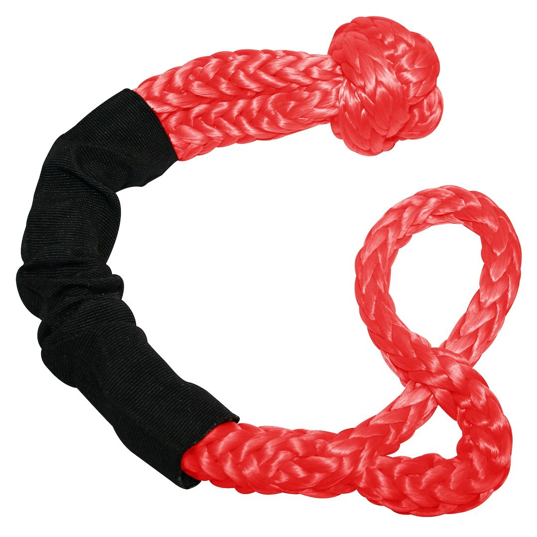 Bulldog Winc Shackle Rope, 1/2 Inch Diameter Rope, 8 Inch Diameter Loop, 38000 Pound Breaking Strength, With Sleeve, Red – 20311