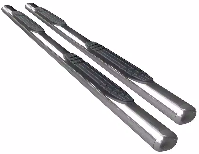 Big Country Truck Accessories Nerf Bar, Fusion, With Step Pads, 4 Inch Oval Straight, Polished, Stainless Steel – 104101876