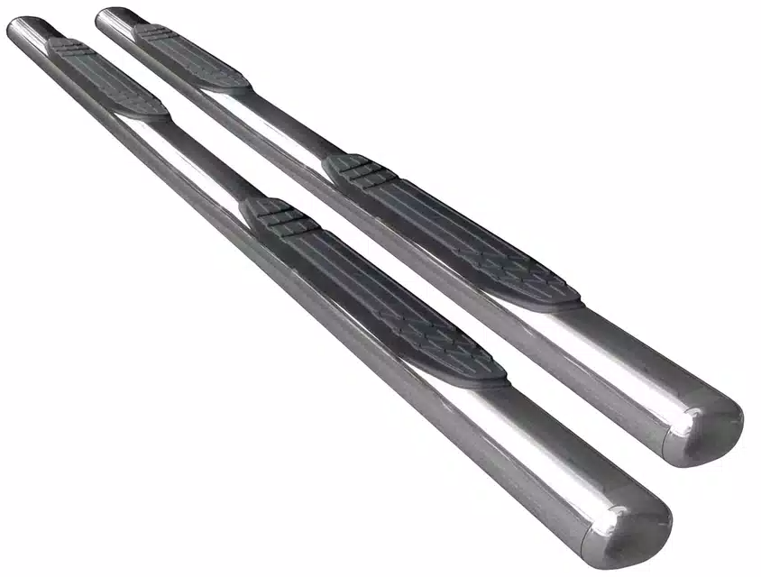 Big Country Truck Accessories Nerf Bar, Fusion, With Step Pads, 4 Inch Oval Straight, Polished, Stainless Steel – 104289806