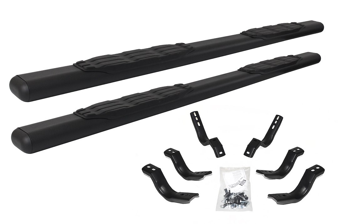 Big Country Truck Accessories Nerf Bar, Fusion, With Step Pads, 5 Inch Oval Straight, Textured Powder Coat, Black, Steel – 105224800
