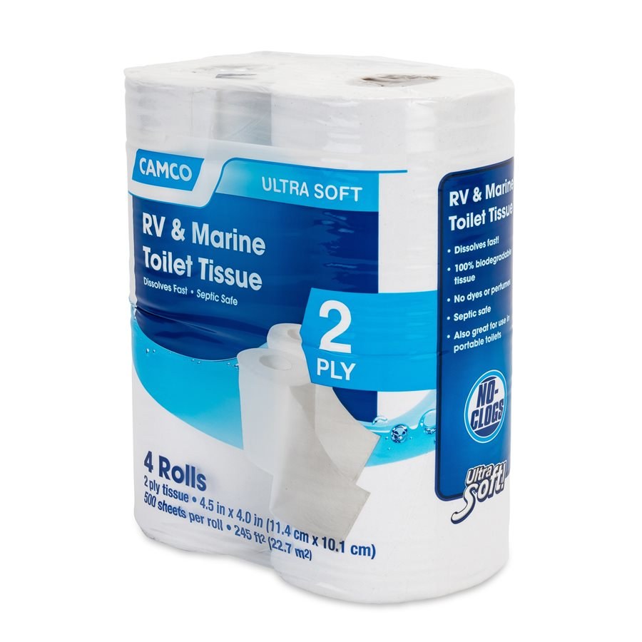 Camco Toilet Tissue, Tst™, 2 Ply, 4 Roll Pack, 500 Sheets Per Roll – 40280