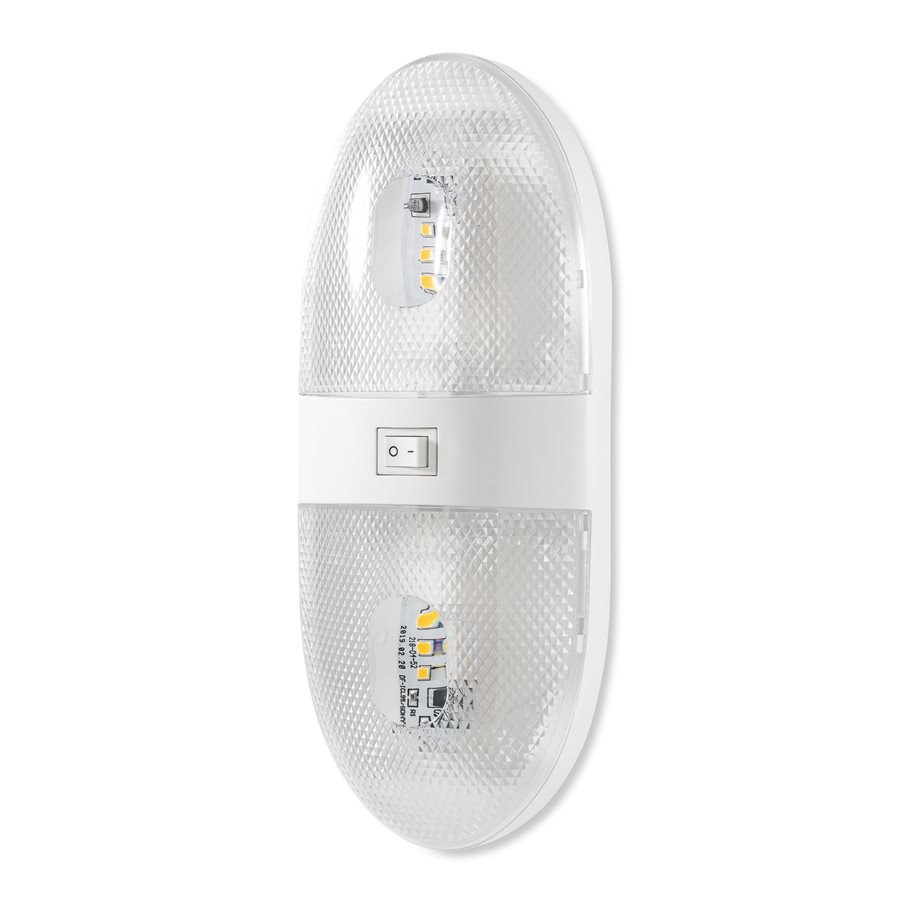 Camco Dome Light – LED, Clear Double Light Dome, Two 160 Lumen LED Bulbs, Clear Bulb, With Dome Light Housing/ 2 Dome Covers/ 2 Light Bulbs – 41321