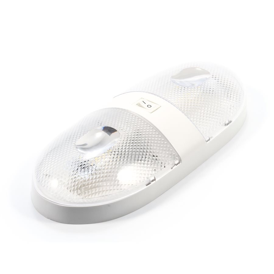 Camco Dome Light – LED, Clear Double Light Dome, Two 160 Lumen LED Bulbs, Clear Bulb, With Dome Light Housing/ 2 Dome Covers/ 2 Light Bulbs – 41321