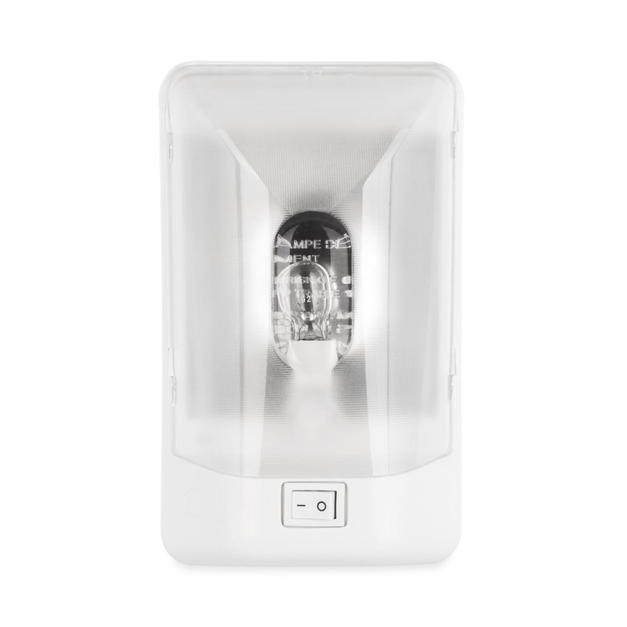 Camco Dome Light, Single Dome Replacement, Clear Lens, Incandescent, Clear Bulb, 12 Volt, 7 Inch Length X 4-1/2 Inch Width X 1-1/2 Inch Height – 41330