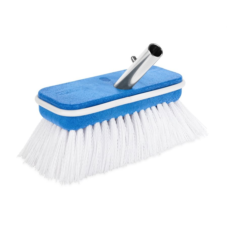 Camco Car Wash Brush, 7 Inch Rectangular Brush Head, White Stiff Bristle, Head Attachment Only, Without Hose Connection, Without Water Control – 41926