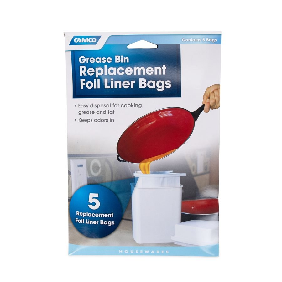 Camco Used Cooking Grease Container Bag, Foil Lined Bag, Package of 5 – 42285