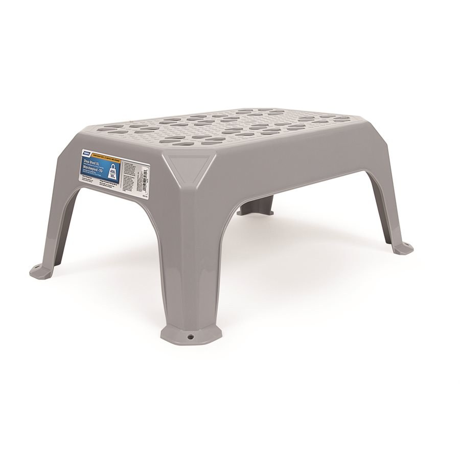 Camco Step Stool, One Step, Not Foldable, 9-1/4 Inch Length × 10-7/8 Inch Width × 17-3/8 Inch Height, 300 Pound Capacity, Gray, Plastic – 43470