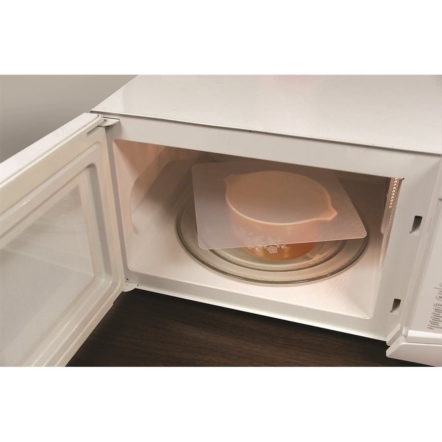 Camco Microwave Cooking Cover, Flat Cover, Allows Venting While Cooking, One 7 Inch X 7 Inch and One 9 Inch X 9 Inch, Polypropylene – 43790