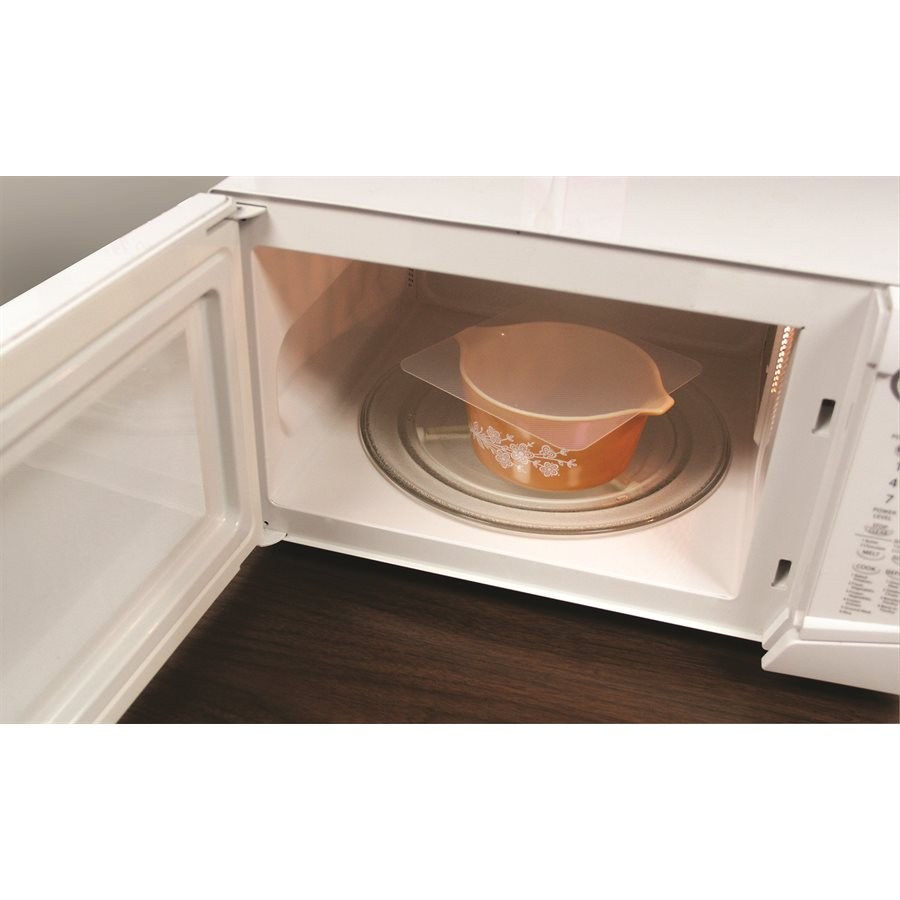 Camco Microwave Cooking Cover, Flat Cover, Allows Venting While Cooking, One 7 Inch X 7 Inch and One 9 Inch X 9 Inch, Polypropylene – 43790