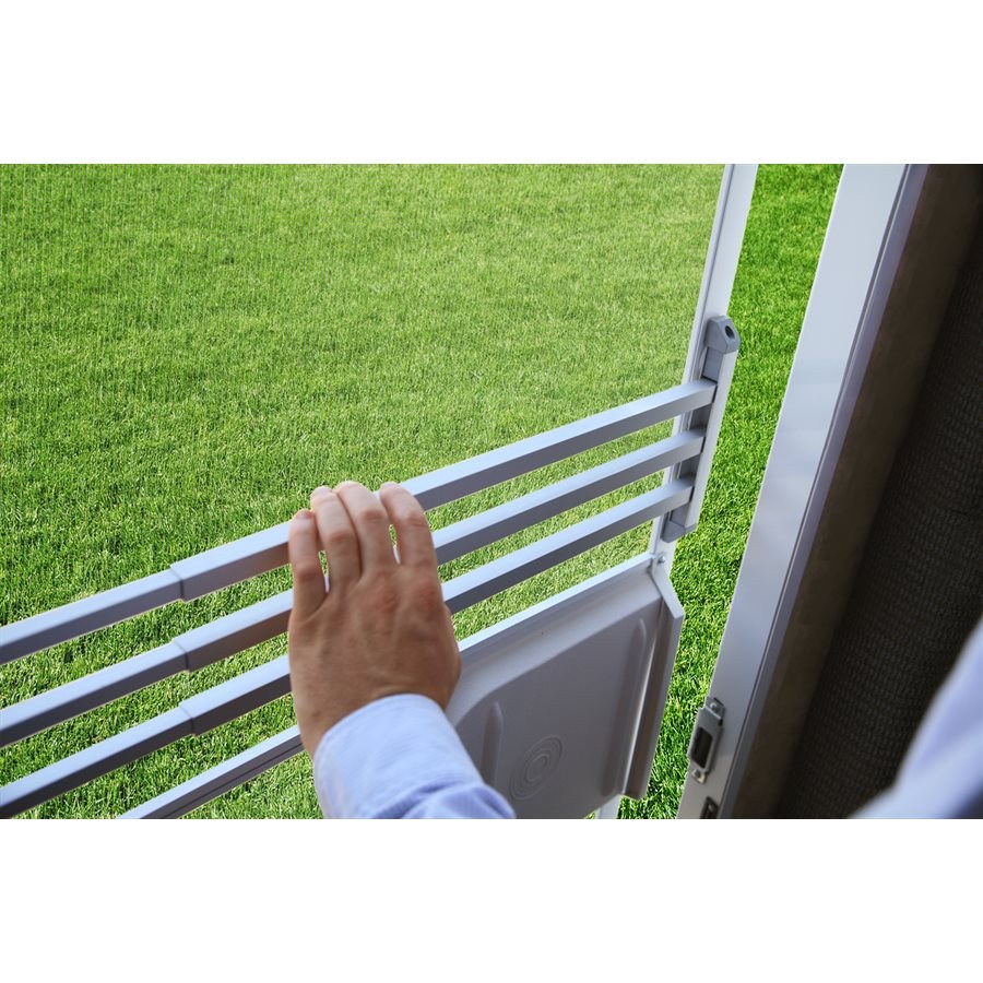 Camco Screen Door Push Bar, Three Bar Style, Adjustable from 20 Inch to 32 Inch, Raw, Aluminum, With Installation Hardware – 43971