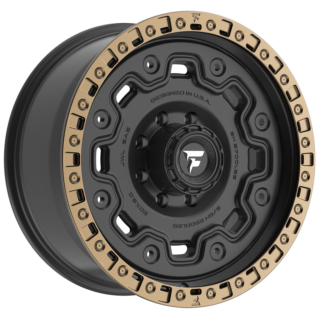 Design Infin Wheel, Terra Series FT100, 20 Inch Diameter X 9 Inch Width, 8 X 165.1 Millimeter/ 8 X 6.50 Inch Bolt Pattern – FT100-20908165P18BZ