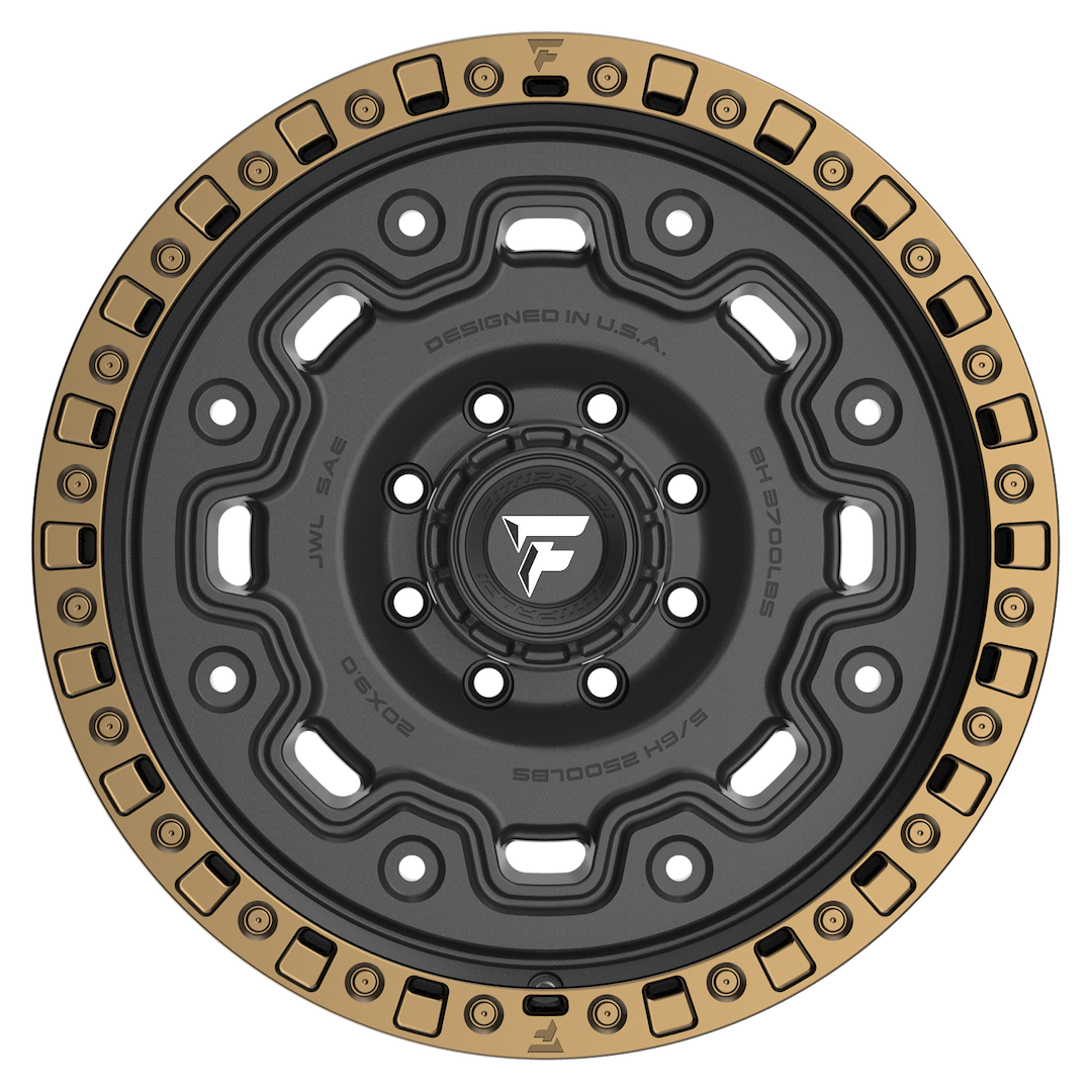 Design Infin Wheel, Terra Series FT100, 20 Inch Diameter X 9 Inch Width, 8 X 165.1 Millimeter/ 8 X 6.50 Inch Bolt Pattern – FT100-20908165P18BZ
