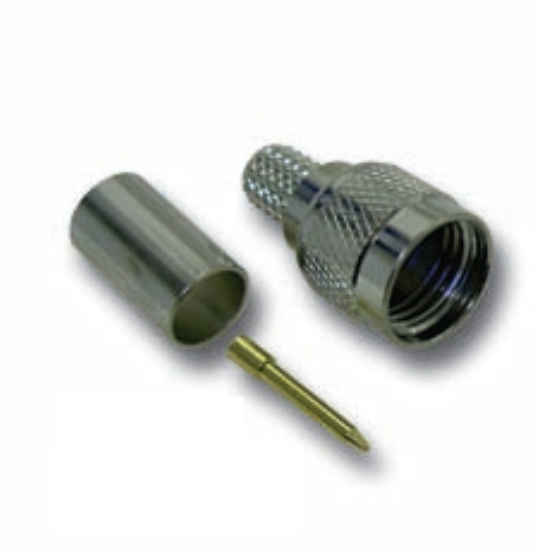 Digital Antn Antenna Cable Connector, Male Crimp Mini-UHF Type Connector, For Use with DA340 Antenna Cables, 50 Ohm Impedance, Gold Finish – DA434