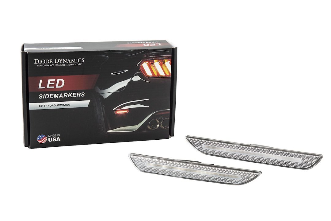 Diode Dynamc Side Marker Light, Side Fender, Clear Lens, Black Trim, LED Bulb, Red Bulb, Set of 2 – DD5002