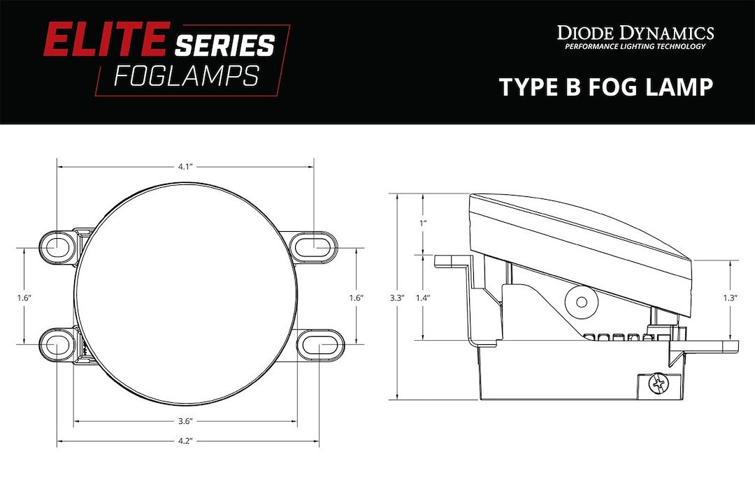 Diode Dynamc Driving/ Fog Light, Elite Series, LED Bulb, Clear Bulbs, 3.6 Inch Round, OEM-Grade Replacement – DD5134P