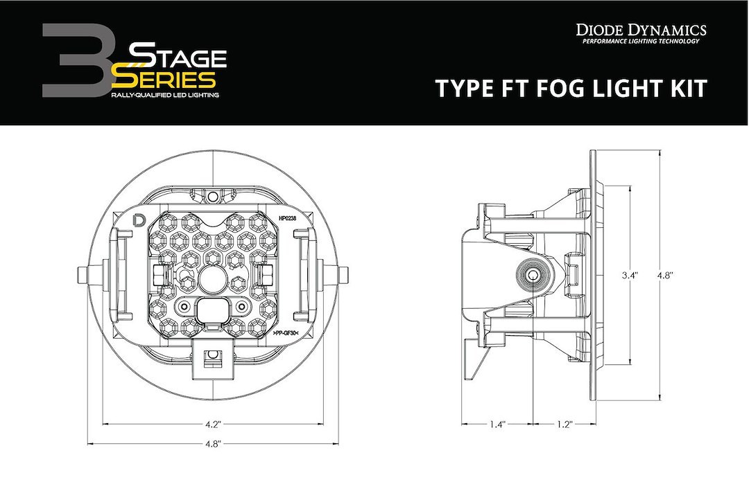 Diode Dynamc Driving/ Fog Light, Stage Series Sport, LED Bulb, Yellow Bulbs, 3 Inch Round, 14.5 Watt Bulbs Amp Draw 1.1 Amp at 13.2 Volt – DD6232