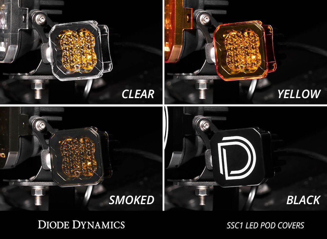 Diode Dynamc Driving/ Fog Light Cover, Stage Series C1, Square, Black, Polycarbonate Plastic, With Diode Dynamics Logo, Single – DD6603