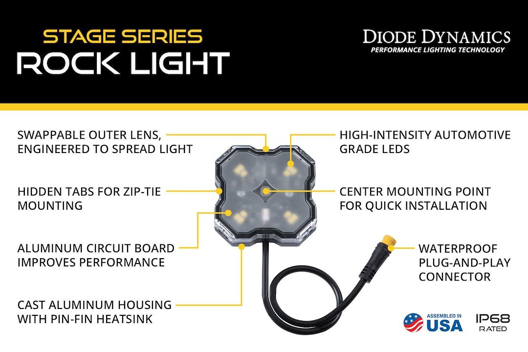 Diode Dynamc Underbody Light Kit, Stage Series, LED Bulb, Rgbw Lumileds Z Es Bulbs, 4.8 Watt, 0.36 Amp Draw at 13.2 Volt – DD7740