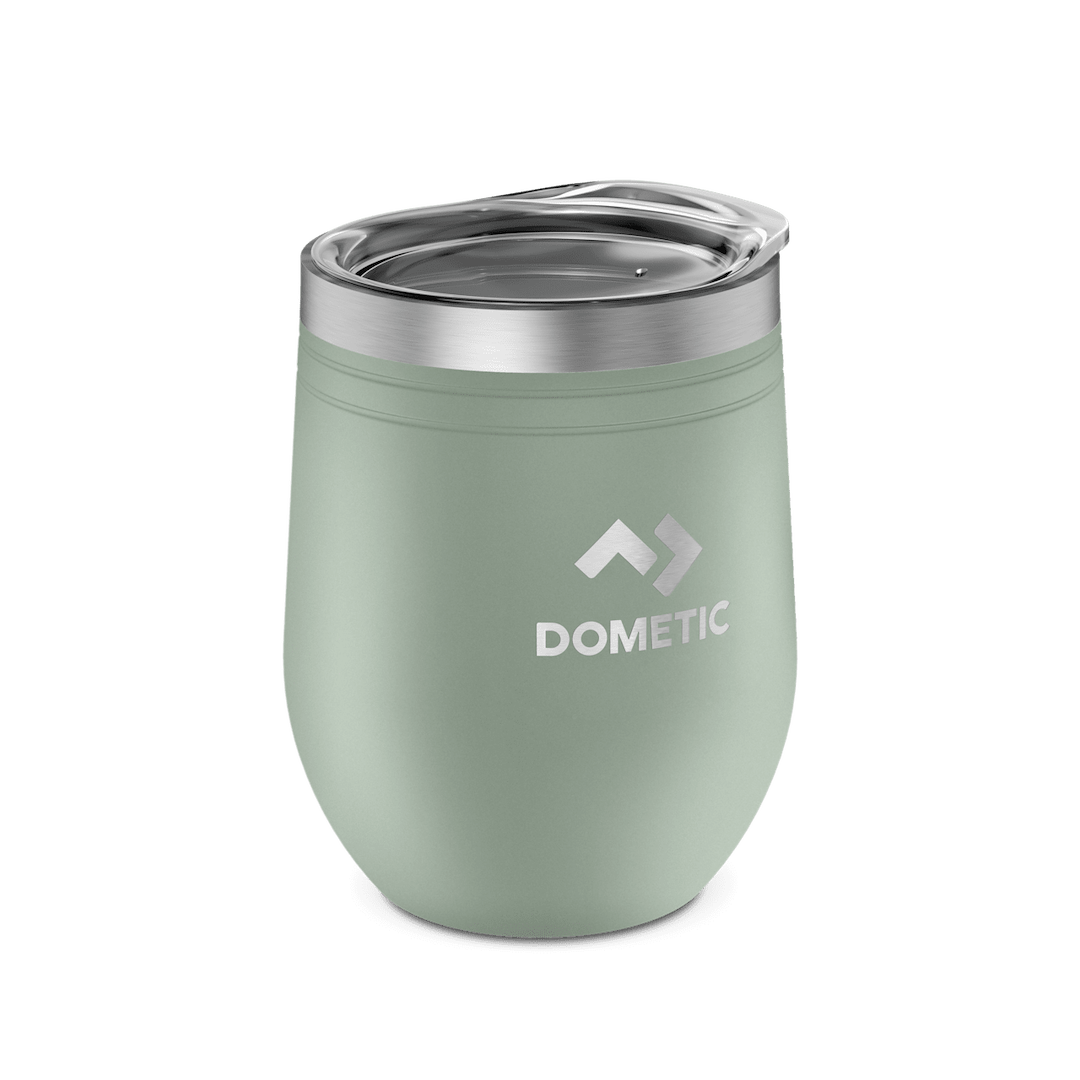 Dometic Outd Travel Mug, 10 Ounce/ 300 Milliliter Capacity, Press-Fit Lid, Vacuum Insulated, Without Handle, With Dometic Logo, Moss – 9600050865